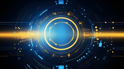yellow and blue Abstract technology background circles digital hi-tech technology design background. concept innovation. vector illustration