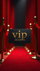 Glamorous red carpet entrance with VIP access signage for exclusive events and celebrations