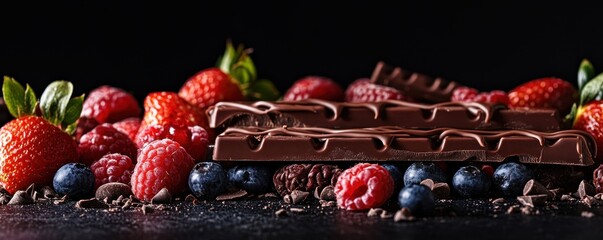 Decadent organic ganache drizzled over vibrant fresh fruit for a delightful dessert experience.