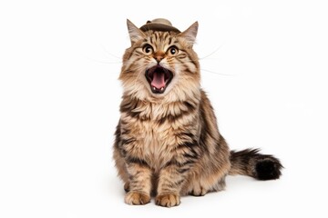 Obraz premium The cat posing on white backdrop.