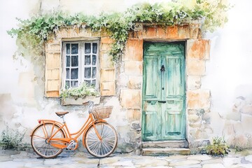 charming street in Valdemossa village with old bike

