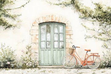 charming street in Valdemossa village with old bike
