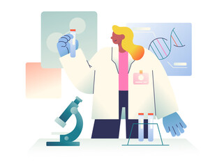 Scientist girl holding a test tube