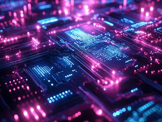 Obraz premium circuit board background, abstract background with lines, digital background in pink and blue