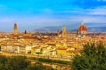 Fototapeta premium Aerial view of Florence, Italy with Duomo