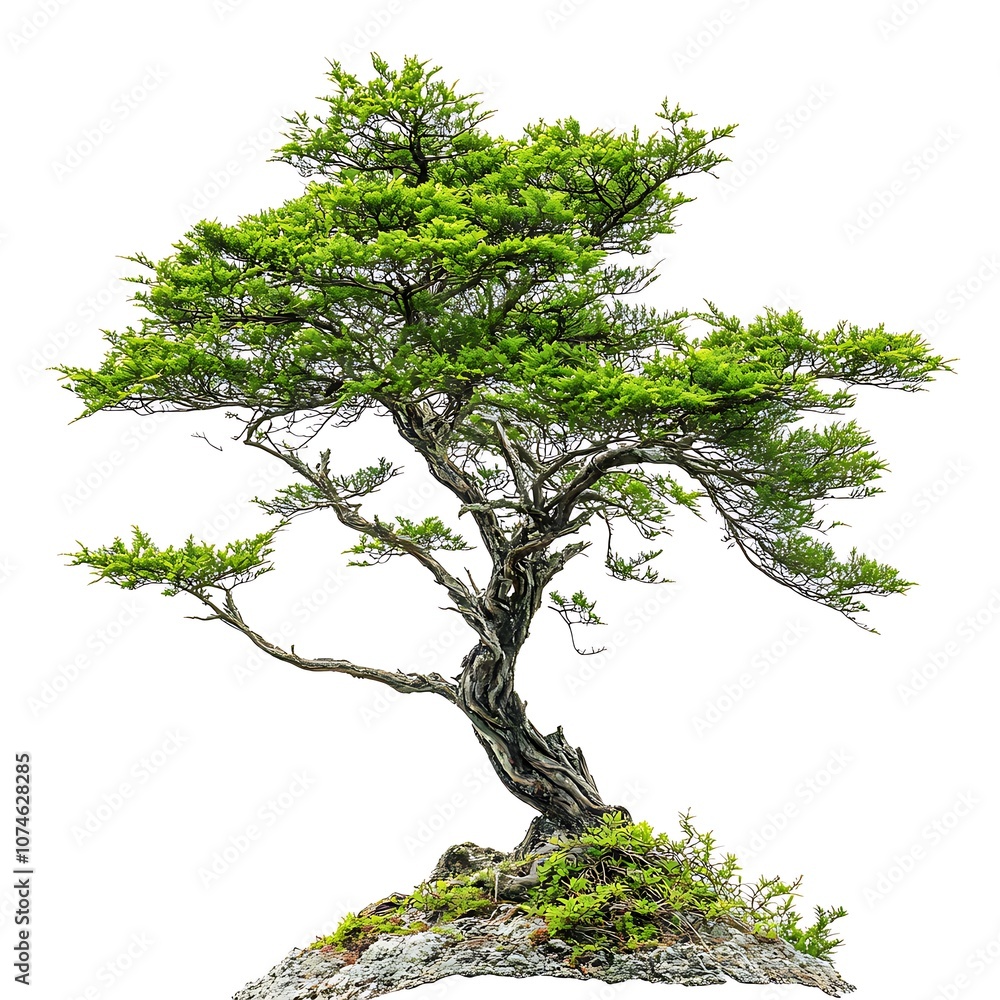 Poster bald cypress tree isolated on a with a white background