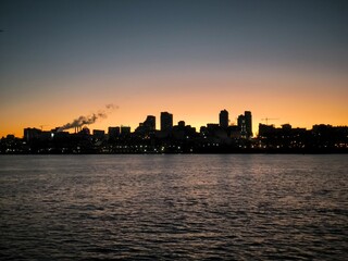 city skyline at sunset