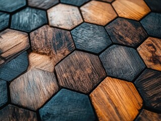 Wooden floor with hexagons