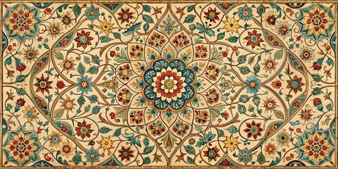 Intricate floral patterns, a tapestry of blossoming blooms and verdant vines, in a mesmerizing array of colors and textures.