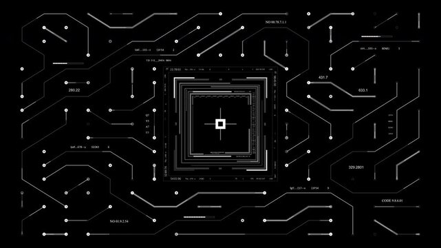 Circuit HUD Infographic digital elements. Technological motherboard.2D generated. Transferring data electronic impulse. Abstract technological background. 