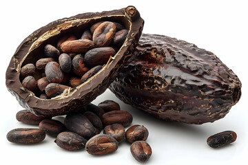 Cocoa pod on a isolated white background