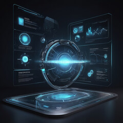 Fototapeta premium Futuristic 3D Holographic Interface with Glowing Elements