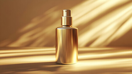 Naklejka premium Golden Spray Bottle with Light Rays Illustration