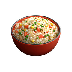 Colorful and Flavorful Vegetable Fried Rice in a Red Bowl