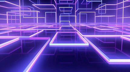 3d rendering of purple and blue abstract geometric background. Scene for advertising, technology, showcase, banner, game, sport, cosmetic, business, metaverse. Sci-Fi Illustration. Product display