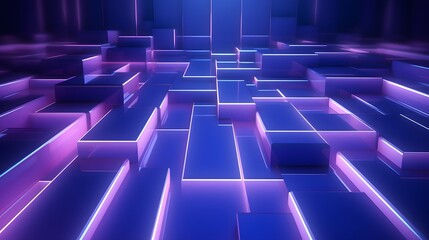 Fototapeta premium 3d rendering of purple and blue abstract geometric background. Scene for advertising, technology, showcase, banner, game, sport, cosmetic, business, metaverse. Sci-Fi Illustration. Product display