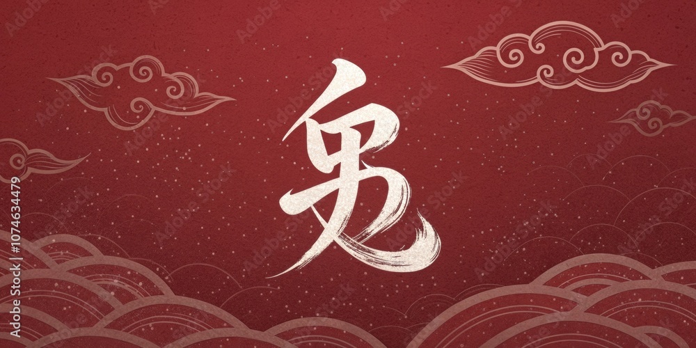 Poster traditional brushwork a classic calligraphy style for the s character featuring subtle texture and v