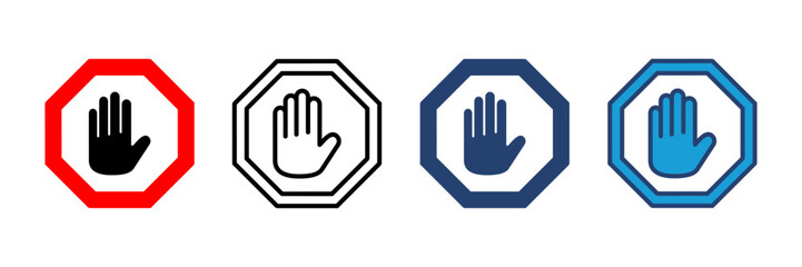 Stop icon vector. stop road sign. hand stop icon vector