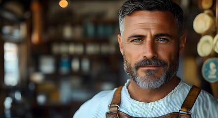 A portrait of a man with a rugged yet approachable look. He has a full, neatly groomed beard and styled hair that sweeps to the side.