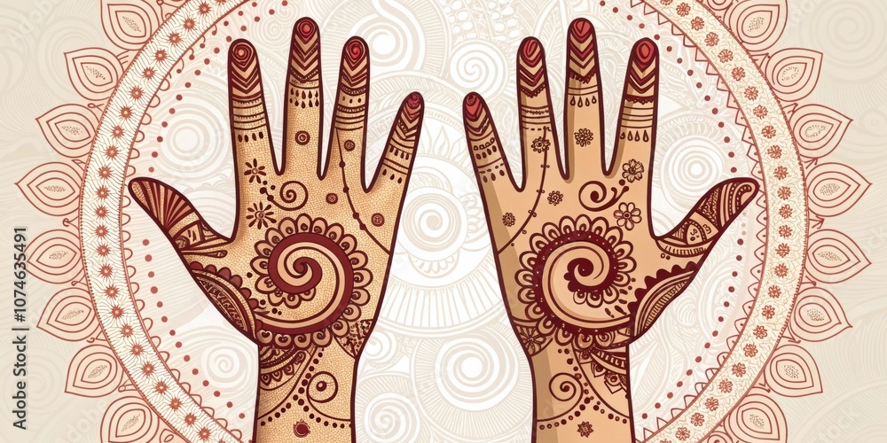 Poster twisted s design a pair of hands with henna that portrays twisted ss giving a 3d effect surrounded b