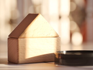 A financial business concept of housing loans with a house as the main component and copy space.