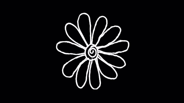 Flower Doodle, Animation.Full HD 1920&times;1080. 05 Second Long. Alpha Transparent.