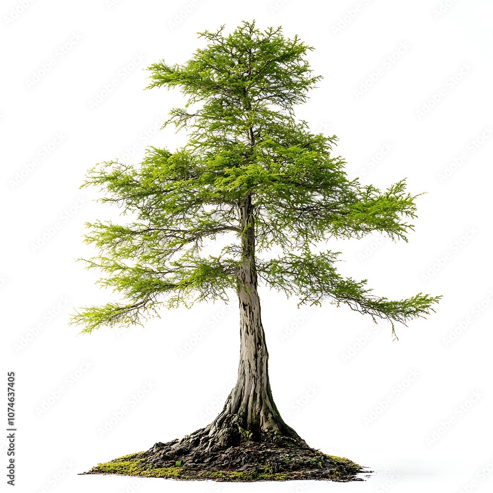 Poster bald cypress tree isolated on a with a white background