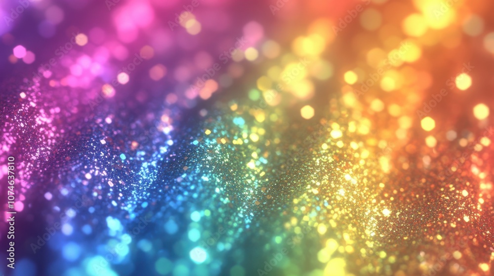 Aufkleber a vibrant display of multicolored glitter with a bokeh effect, creating a dreamy atmosphere filled w