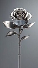 a silver flower Mechanical White Rose with Silver Accent A Robotic Iron Flower Design
