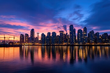 Fototapeta premium Futuristic Hydro Plant Seamlessly Integrated into a Decarbonized City Landscape