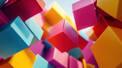 Floating colorful cubes in a whimsical abstract design