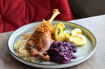 goose with cabbage, czech traditional food