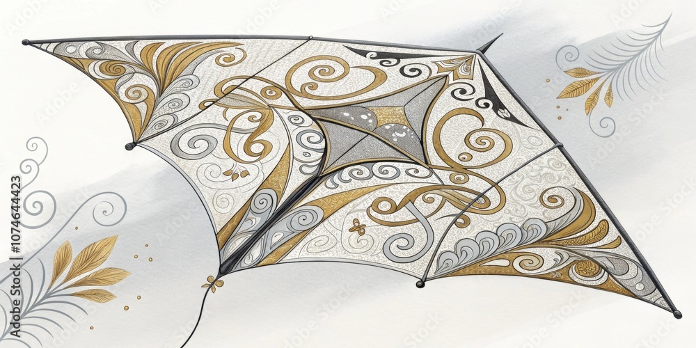 Poster elegant patterned kite a closeup illustration of a s kite adorned with intricate patterns and motifs