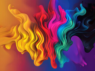 Abstract colorful background, energy flow: ethereal streams of color harmony - Abstract neon fractal wallpaper with space, dynamic spectrum swirls in radiant flow