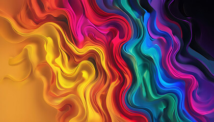 Obraz premium Abstract colorful background, energy flow: ethereal streams of color harmony - Abstract neon fractal wallpaper with space, dynamic spectrum swirls in radiant flow