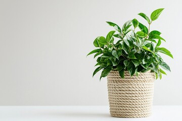 Obraz premium Zimmerpflanze in einem Makramee Blumentopf aus Seil 