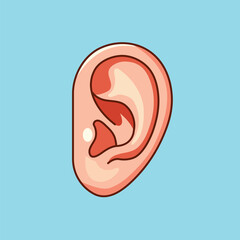 Human Ear Cartoon Vector Icon Illustration. Education Object Icon Concept Isolated Premium Vector. Flat Cartoon Style