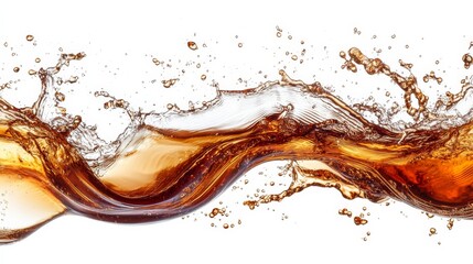 A dynamic splash of brown liquid captures the movement, showcasing the refreshing and vibrant nature of a soft drink.