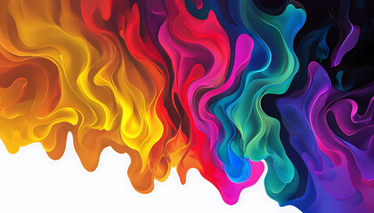 Fototapeta premium Abstract colorful background, energy flow: ethereal streams of color harmony - Abstract neon fractal wallpaper with space, dynamic spectrum swirls in radiant flow