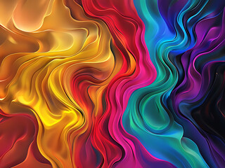 Abstract colorful background, energy flow: ethereal streams of color harmony - Abstract neon fractal wallpaper with space, dynamic spectrum swirls in radiant flow