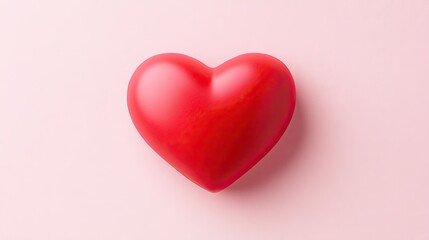 Obraz premium Red heart symbol on soft pink background signifying love and romance