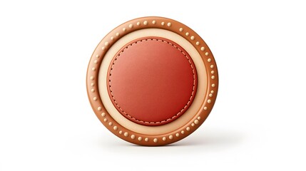 Round Leather Badge with Stitched Border
