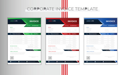 Corporate & Unique invoice layout design in A4 size paper