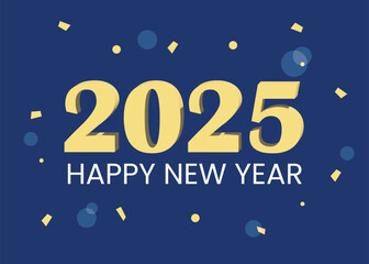 2025 Happy New Year text vector icon