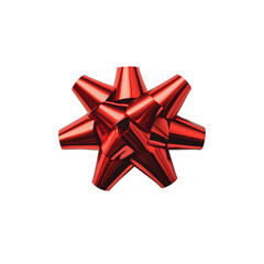Photo of Luxurious red gift ribbon bow on clean white background for elegant and festive celebrations, perfect for holiday gift wrapping,