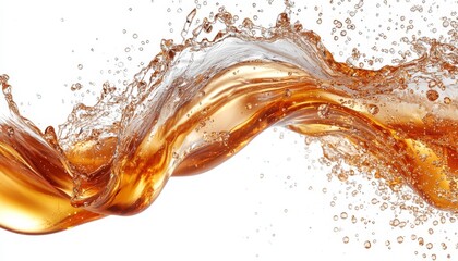 A dynamic splash of orange liquid, swirling elegantly with droplets, creating a vibrant and energetic visual effect.