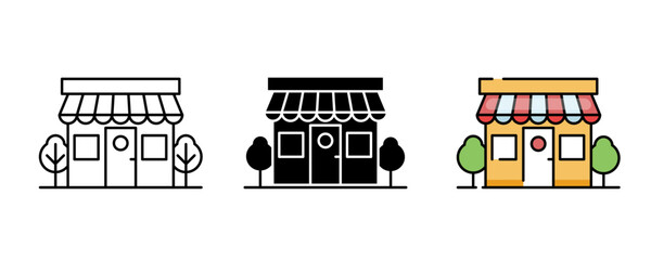 Brand Icon for Retail Businesses, online marketplaces, Three Styles Line Art, Silhouette, Flat