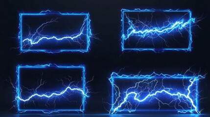 Dynamic blue lightning frames on a dark background, creating a powerful and energetic visual effect.