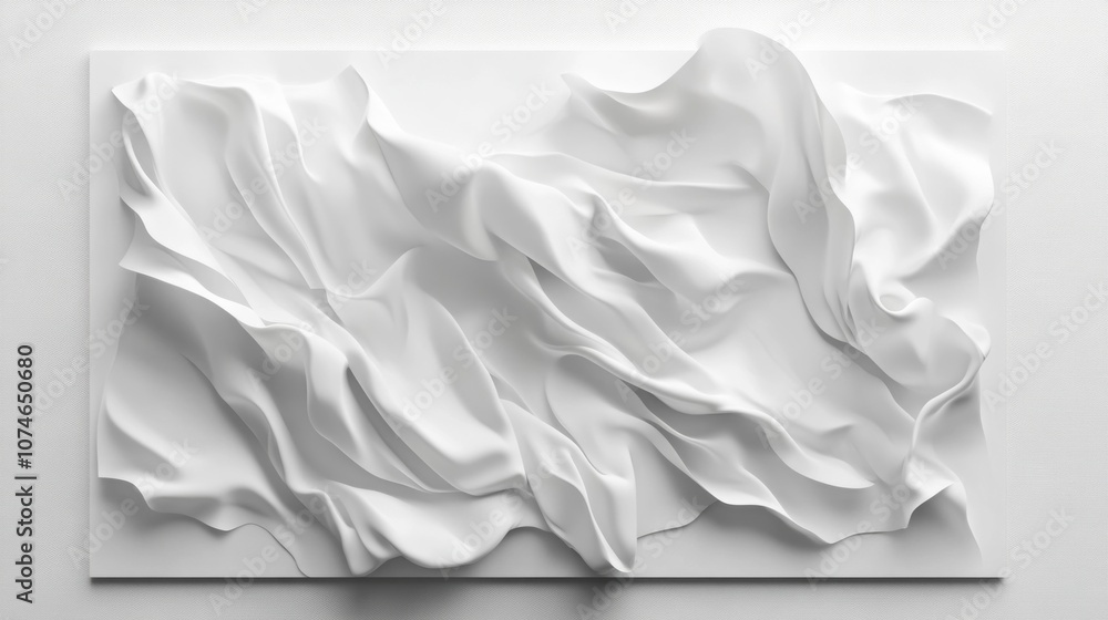 Poster a white piece of fabric with a wave pattern