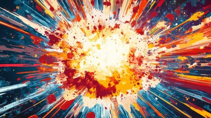 Vivid explosion of colors radiating outward, creating a dynamic and energetic effect.